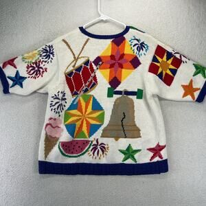 Berer VTG Womens Short Sleeve Crewneck Sweater Americana Small Patriotic 90s